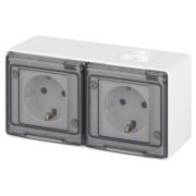 Розетка Эксперт 11-2503-01 2х2P+E гориз. IP55 16А-250В ОУ бел. Эра Б0063264